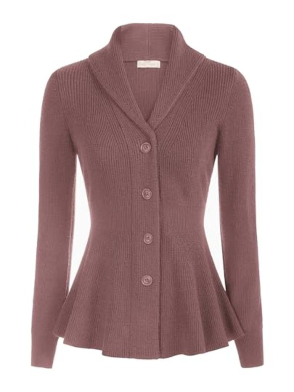 Vintage Peplum Shawl Lapel Cardigan Sweater Button Down Long Sleeve